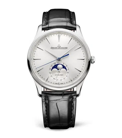Jaeger-lecoultre Stainless Steel Master Ultra Thin Moon Watch In Black