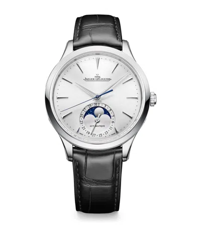 Jaeger-lecoultre Stainless Steel Master Ultra Thin Moon Watch In Black