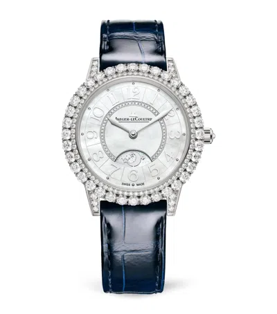 Jaeger-lecoultre White Gold And Diamond Dazzling Rendez-vous Night & Day Watch In Blue