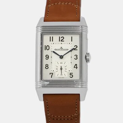 Pre-owned Jaeger-lecoultre White Stainless Skill Reverso Duoface Q3848423 Manual Winding Men's Wristwatch 47mm