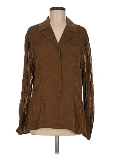 Pre-owned Jaeger Long Sleeve Blouse In Brown