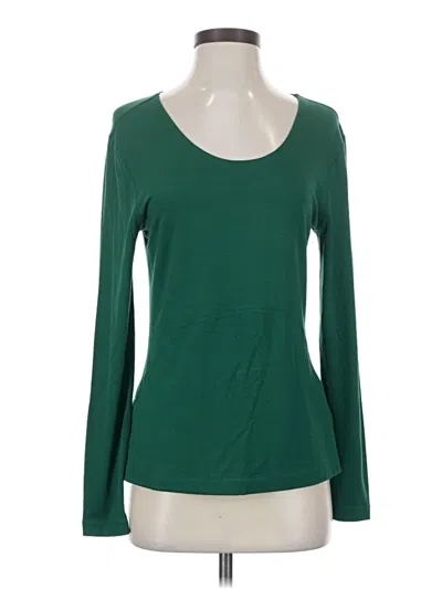 Pre-owned Jaeger Long Sleeve Top Green Scoop Neck Tops