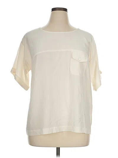 Pre-owned Jaeger Short Sleeve Top Ivory Crew Neck Tops