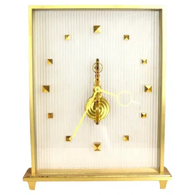 Pre-owned Jaeger-lecoultre Jaeger Lecoultre Inline Skeleton Clock In Gold