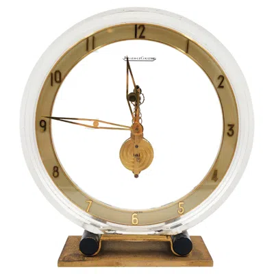 Pre-owned Jaeger-lecoultre Jaeger Lecoultre Vintage Brass Table Clock, 8 Day Movement In Gold