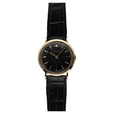 Pre-owned Jaeger-lecoultre Vintage 1960s Lecoutlre 14k Yellow Gold Black Arabic Dial Manual 34mm