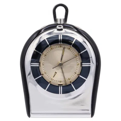 Pre-owned Jaeger-lecoultre Vintage Jaeger Lecoultre Steel And Black Enamel Memovex Travel Alarm Clock