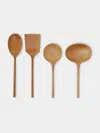 Jaejin Choi Hand-carved Birch Mixed Utensils (set Of 4)  Abask Gift Set In  Brown