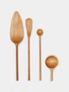 Jaejin Choi Hand-carved Birch Mixed Utensils (set Of 4)  Abask Gift Set In  Brown