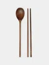Jaejin Choi Walnut Lunch Spoon And Chopsticks Set