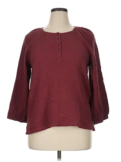 Pre-owned Jag 3/4 Sleeve Blouse In Burgundy