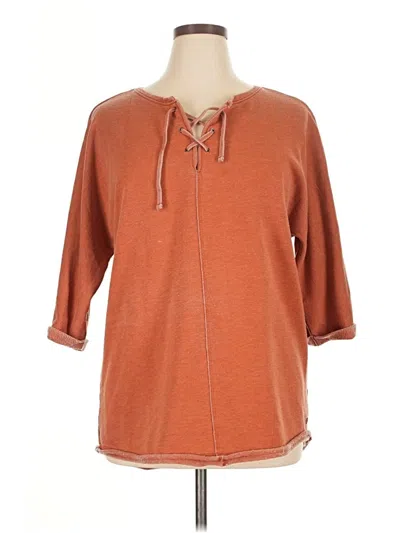 Pre-owned Jag 3/4 Sleeve Top Orange Keyhole Neckline Tops