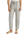 Jag Belted Linen Stripe Pleated Pants In Gray Striped In Gray