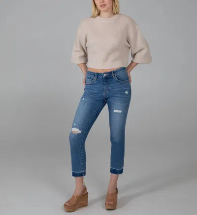Jag Carter Girlfriend Distressed Capri In Dark Indigo In Blue