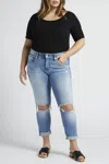 Jag Carter Mid Rise Girlfriend Jeans In Island Blue In Blue