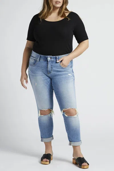 Jag Carter Mid Rise Girlfriend Jeans In Island Blue