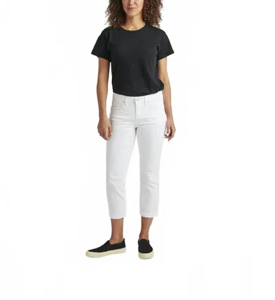 Jag Cecilia Mid Rise Capri In White In Yellow
