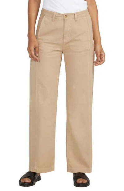 Jag Jeans Jag High Waist Wide Leg Cotton & Linen Trousers In Humus