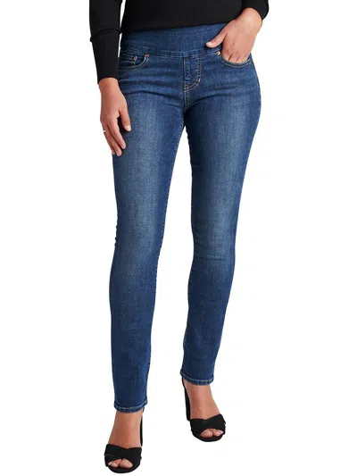Jag Jeans Peri Womens Mid-rise Pull On Straight Leg Jeans In Blue
