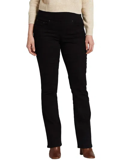 Jag Jeans Petites Paley Womens Mid-rise Pull On Bootcut Jeans In Black