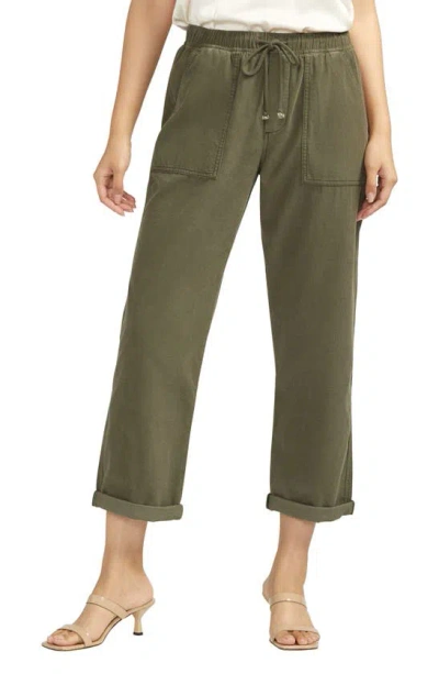 Jag Jeans Relaxed Fit Cotton Corduroy Ankle Drawstring Pants In Olive