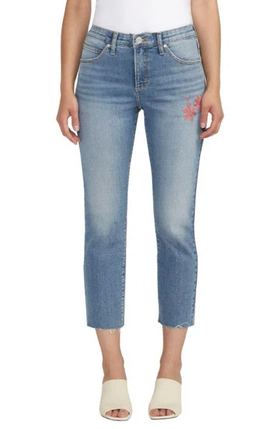 Jag Jeans Ruby Raw Hem Mid Rise Crop Straight Leg Jeans In Olympus Blue