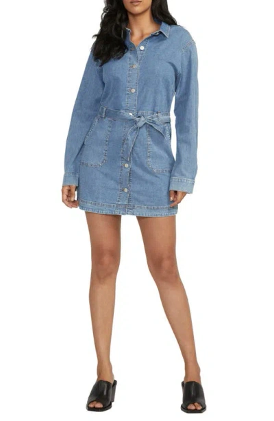 Jag Jeans Tie Waist Long Sleeve Denim Dress In Santorini Blue