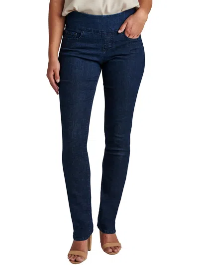 Jag Jeans Womens Dark Wash Solid Straight Leg Jeans In Blue