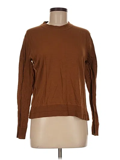 Pre-owned Jag Long Sleeve Top Brown Crew Neck Tops