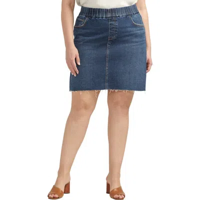 Jag On The Go Raw Hem Pull-on Denim Skort In Lazy River Blue