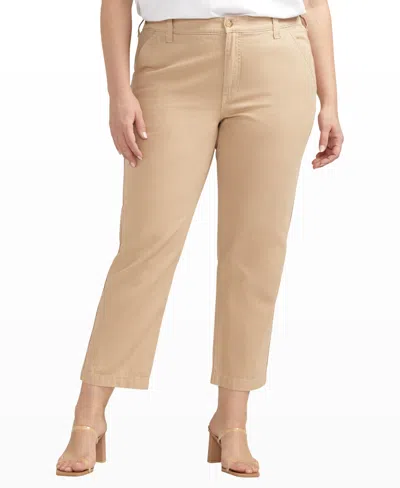 Jag Plus Size Chino Tailored Cropped Pants In Humus