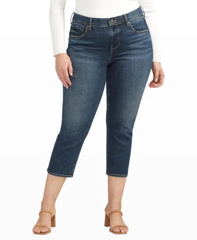 Jag Plus Size Maya Mid Rise Capris In Night Flight Blue