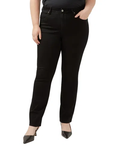 Jag Plus Size Ruby Mid Rise Straight Leg Jeans In Black