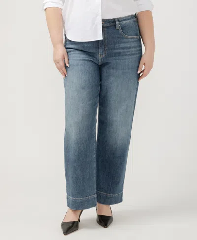 Jag Plus Size Sophia High Rise Wide Leg Jeans In Eiffel Blue