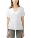 Jag Women's Drapey Luxe V-neck Tee In White