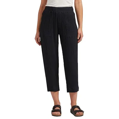 Jag Women's  Pants Black 100% Cotton Textured Pull On High Rise Cropped Gbo2063