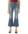 Jag Kait High Waist Raw Hem Ankle Kick Flare Jeans In Parisian Blue