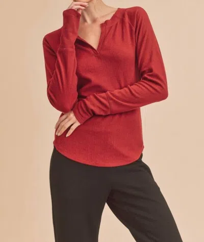 Jag Women's Lori Notched Knit Top In Burgundy In Red