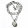 Jagged Halo Jewelry Unisex Cersei Amulet Necklace In White Gold Plated In Multi