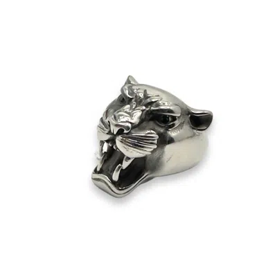 Jagged Halo Jewelry Unisex Maximus Panther Ring In White Gold Plated In Multi