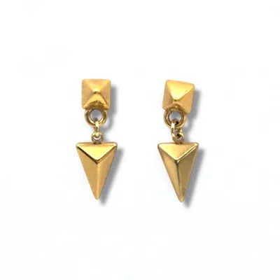 Jagged Halo Jewelry Women's Arrowhead Drop Earrings Yellow Gold
