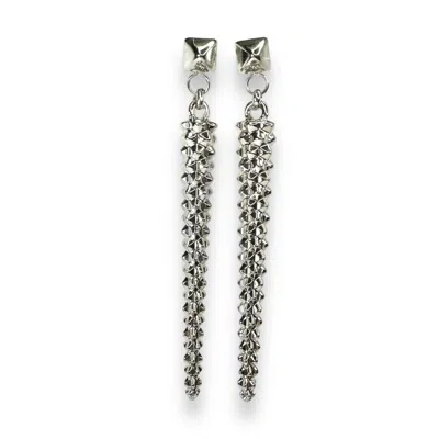 Jagged Halo Jewelry Women's Artemis Studded Dangle Earrings In White Gold Plated In Multi