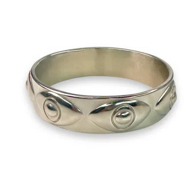 Jagged Halo Jewelry Women's Athena Evil Eye Bangle Bracelet In White Gold Plated In Multi
