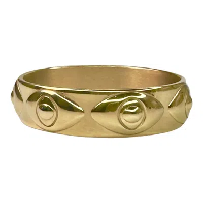 Jagged Halo Jewelry Women's Athena Evil Eye Bangle Bracelet In Yellow Gold Plated In Multi