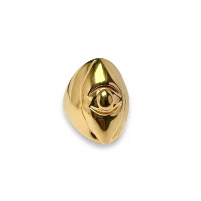 Jagged Halo Jewelry Women's Athena Evil Eye Ring In Yellow Gold Plated In Multi