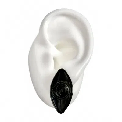 Jagged Halo Jewelry Women's Athena Evil Eye Stud Earrings In Black Rhodium Plated In Multi