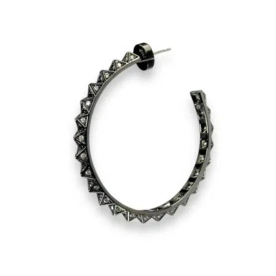 Jagged Halo Jewelry Women's Ayla Hoop Earrings In Black Rhodium In Multi