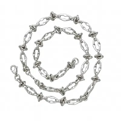 Jagged Halo Jewelry Women's Barbed Love Knot Necklace Silver