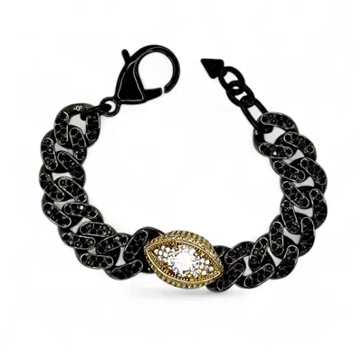 Jagged Halo Jewelry Women's Black / Gold Abel Evil Eye Bracelet Black Rhodium And Yellow Gold