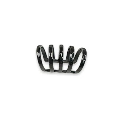 Jagged Halo Jewelry Women's Cage Ear Cuff Black Rhodium